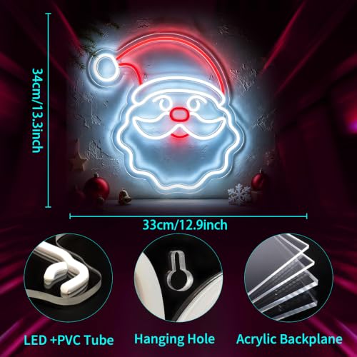 Image of Christmas Neon Sign, JGHTURIE Dimmable Neon Light Signs for Wall Decor, Light Up Signs for Christmas Party, Bar, Office & Room Home Decor - LED Sign USB Powered