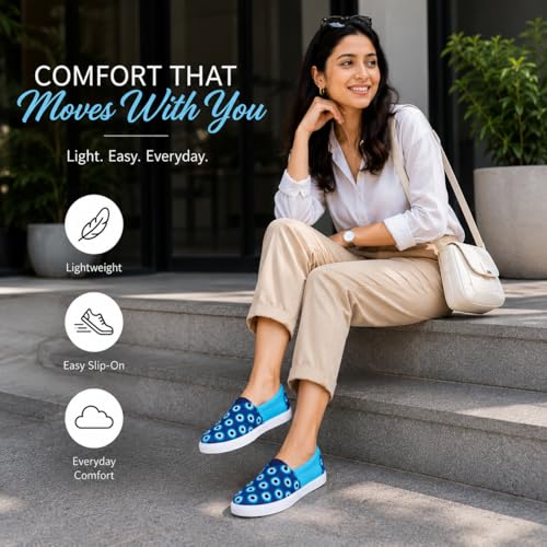 Image of TRASE Women Lightweight Slip-on Bellies | Comfortable Fabric Flats for Everyday Walking | Soft Insole | Flexible Anti-Skid Sole | Casual Printed Shoes