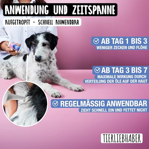 TIERLIEBHABER – Z-Spot 3X 50 ml Flohmittel Hund & Zeckenschutz – Pflanzliches Zecken- & Hunde Flohmittel – Floh und Zeckenschutz für Hunde Spot On mit Neemöl, Lavendel & Geraniol