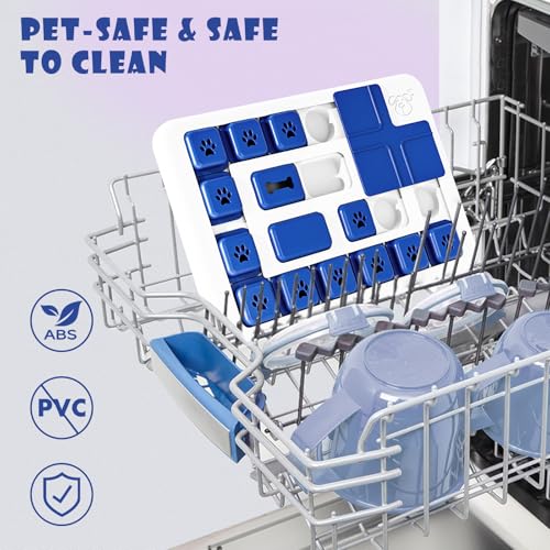 Hundespielzeug Intelligenz, gegen Langeweile mit Quietschgeräuschen, Leckerli-Spielzeug, Intelligenzspielzeug für Hunde, IQ-Training, waschbar, Hunde Intelligenzspielzeug für jede Größe, Blau