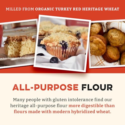 Image of Sunrise Flour Mill Heritage Organic White Flour | USDA Organic All Purpose Flour Unbleached - Non-GMO, Kosher, Grown Without Glyphosate, High Protein for Baking, Unbromated White Wheat (400 Ounce (Pack of 1))