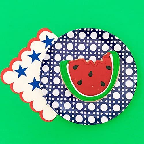 Sprinkles & Confetti Melamine Plate Set Of 4 | 6" Appetizer Plates Dish Set | Reusable Plates & Outdoor Dinnerware Sets For Entertaining | Dishware For Patio | Modern Dish Set (Blue Geo) #TOP3