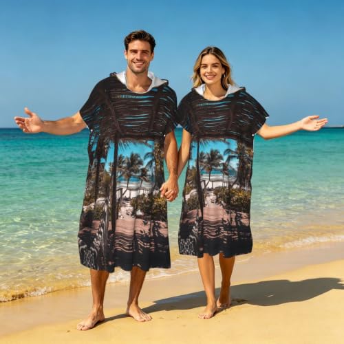 Peignoir à langer poncho microfibre pour se changer sur la plage sans encombre