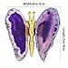 TUMBEELLUWA 2pcs Agate Slice Butterfly Decorations, Golden Flying Butterfly with Colorful Stone Wings for Home Office Table Desktop Decor, Purple & Green