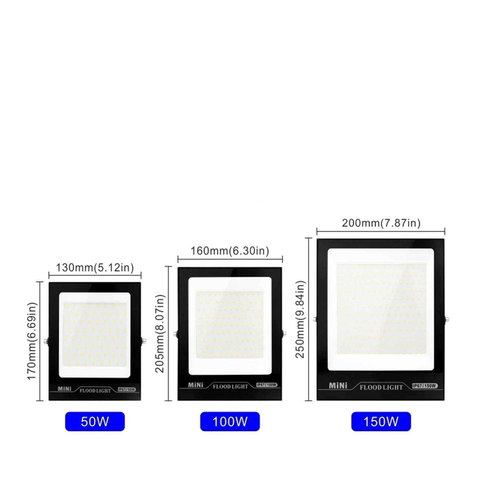 MINING Proiettori per esterni, Proiettore A Led 50W 100W 150W Riflettore Led IP67 Proiettore Impermeabile Faretto For Esterni Illuminaze Lampada Da Giardino Stradale(100W)
