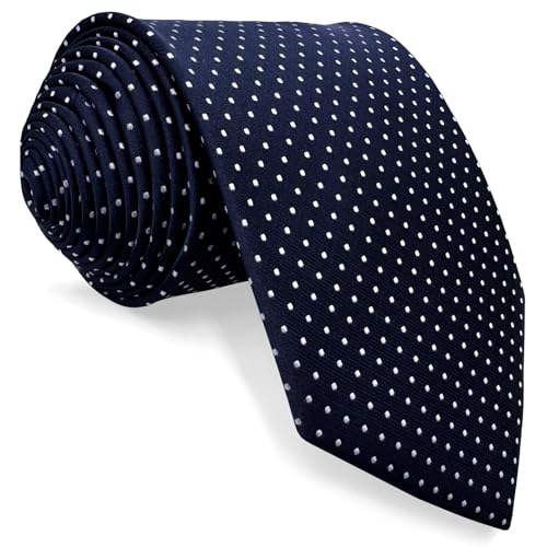 shlax&wing Hommes Points Bleu Navy Homme Cravate Cravate Soie Extra Long Size