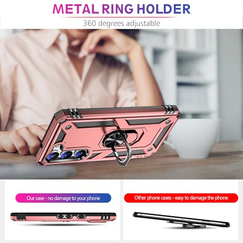 Image of for Samsung Galaxy S24 Case with Screen Protector, Military Grade Rugged Shockproof Heavy Duty Galaxy S24 5G Protective Cover for Samsung S24 5G Magnetic Ring Kickstand Phone Case (Pink)
