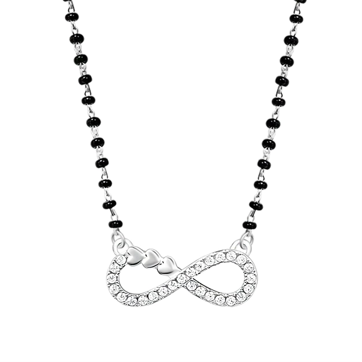 925 Sterling Silver Infinity Mangalsutra| Necklace set with Black Bead chain| Gift for Women | With Certificate of Authenticity and 925 Stamp-image-36