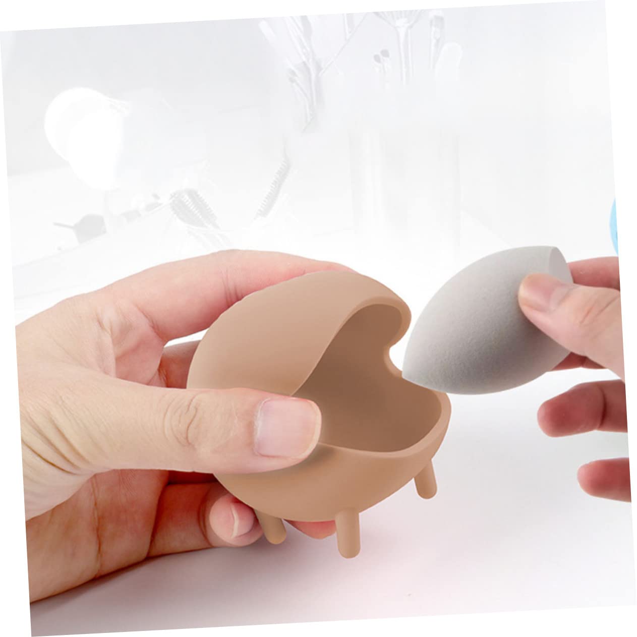 FOMIYES 10piezas Organizador Portátil De Esponjas De Maquillaje Estuche De Diseño Transpirable Para Viajes y Uso Doméstico Para Mantener La Limpieza y Secado De Tus Esponjas