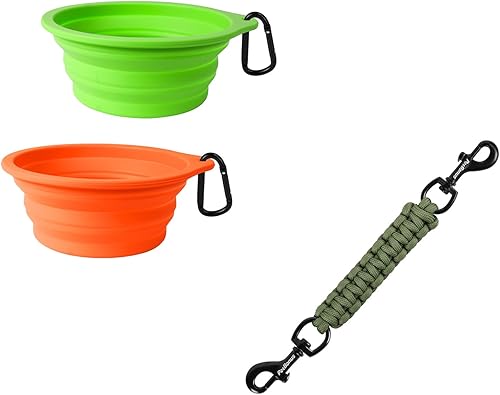PetBonus 2-Pack Silicone Collapsible Dog Bowls and Dog Collar Safety Clip