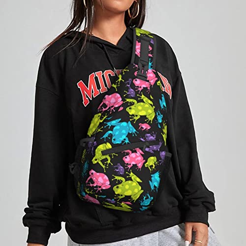 Women Frogs Colorful Seamless Pattern Crossbody Sling Backpack for Men Chest Bag Shoulder Bag Lightweight One Strap Backpack Travel Outdoor Daypack2
