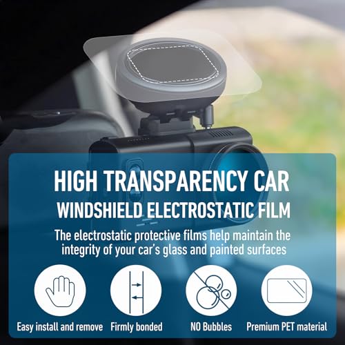 Image of YUXIANLB 12PCS Electrostatic Film for Dash Cam Clear Reusable Static Cling Stickers for Windshields Double-Sided Adhesive Pads for Scratch-Proof Residue-Free Reflective Films for Windshield Protector