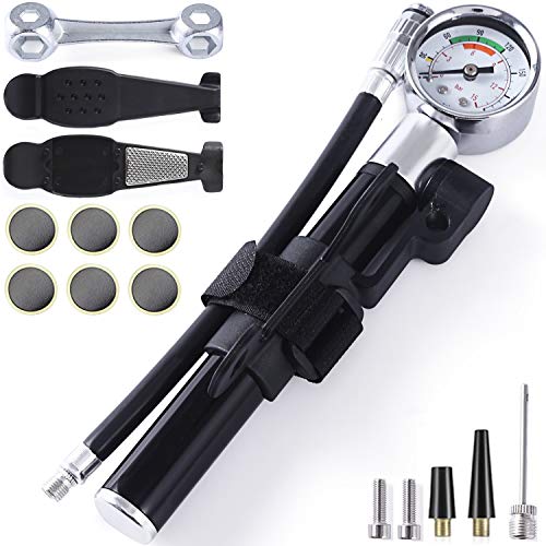 YBEKI Mini Bike Pump - Bicycle Puncture Tire Repair Kit with Portable Bicycle Air Pump, Tire Patch, Tire Lever, for Mountain Bike Road Bike, 6 Month Warranty