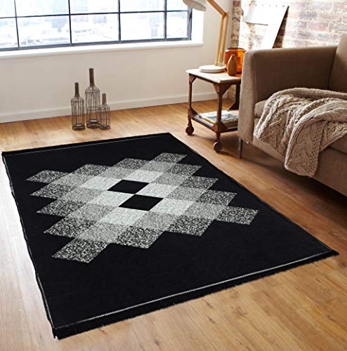 Image of Abstract Modern Carpet (Black , Velvet, 5 cm x 7 cm)