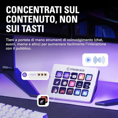 Stream Deck MK.2 White – Controller da studio, 15 tasti macro, attiva azioni nelle app e in software quali OBS, Twitch, ?YouTube e altro, funziona con Mac e PC - Microfono streaming - Immagine 6