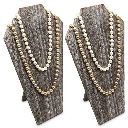 Ikee Design 2 Pcs Lightweight Wooden Jewelry Display Bust Easel Jewelry Display for Shows, Necklace Display Stand, Jewelry Display Bust For 2 Necklaces, Coffee Color