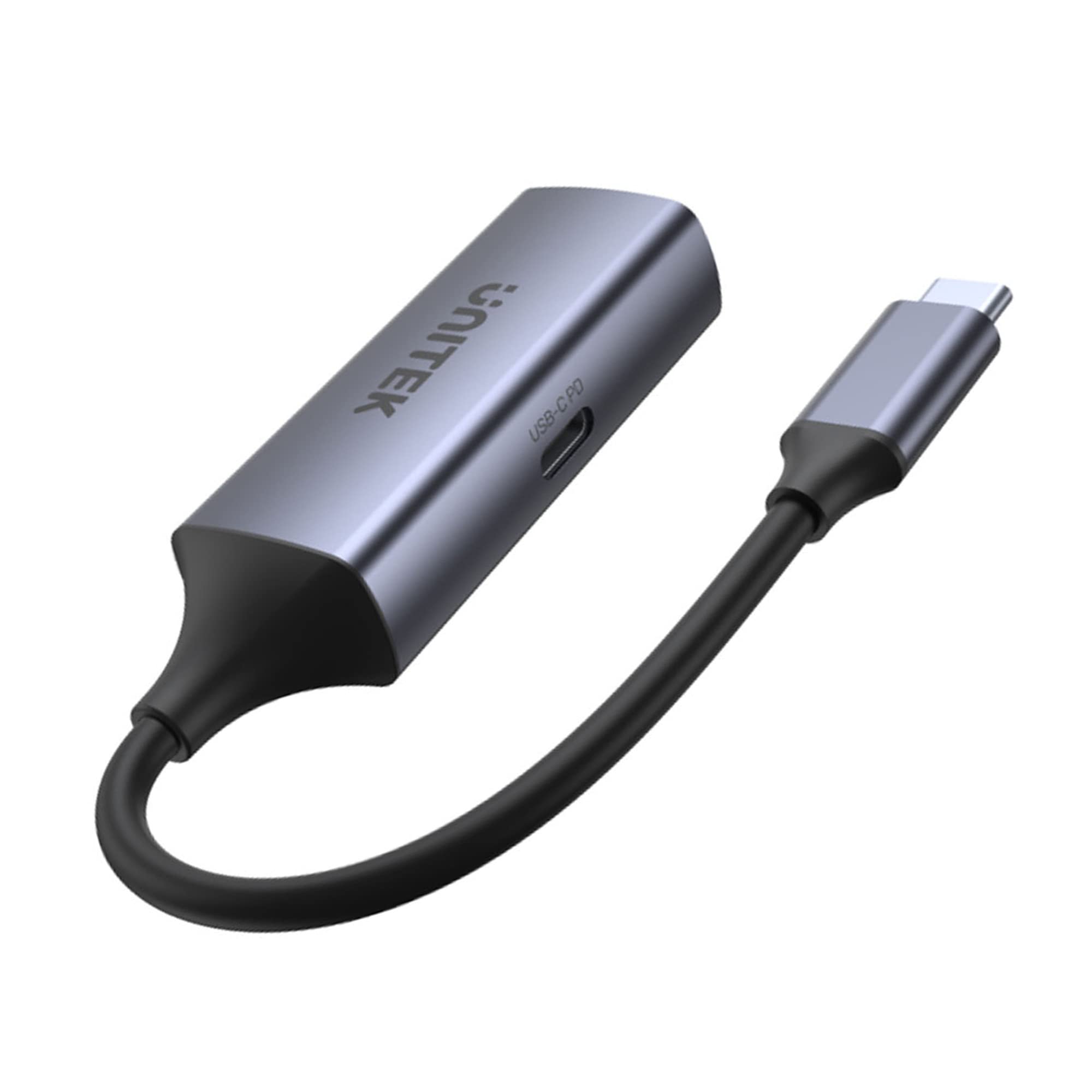 Adaptateur USB-C vers Gigabit Ethernet avec 100 W Power Delivery/SuperSpeed USB 3.1 Gen 1 / Taille compacte/Chipset RTL8153 / Boîtier en Alliage d'aluminium/Couleur : Gris sidéral