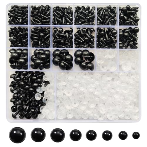 Gxadwzy 430 Stück Sicherheitsaugen für Häkeltiere 5-14mm Puppenaugen mit Unterlegscheiben für Plüschtier, Basteln, Häkelspielzeug