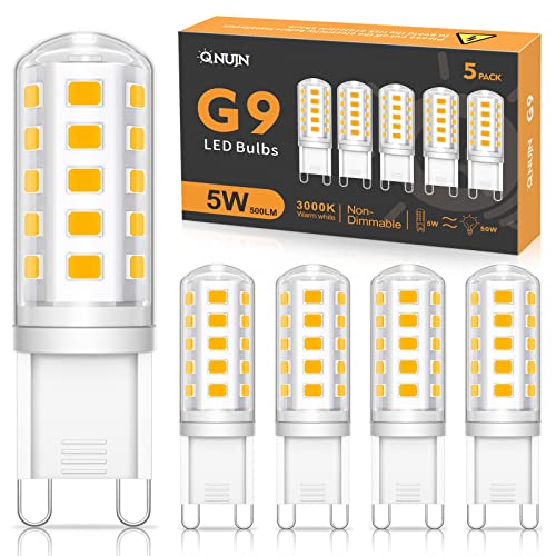 QNUJN G9 Led Bulbs Warm White, 5W, 500LM, 3000K, Equivalent to 50W Halogen