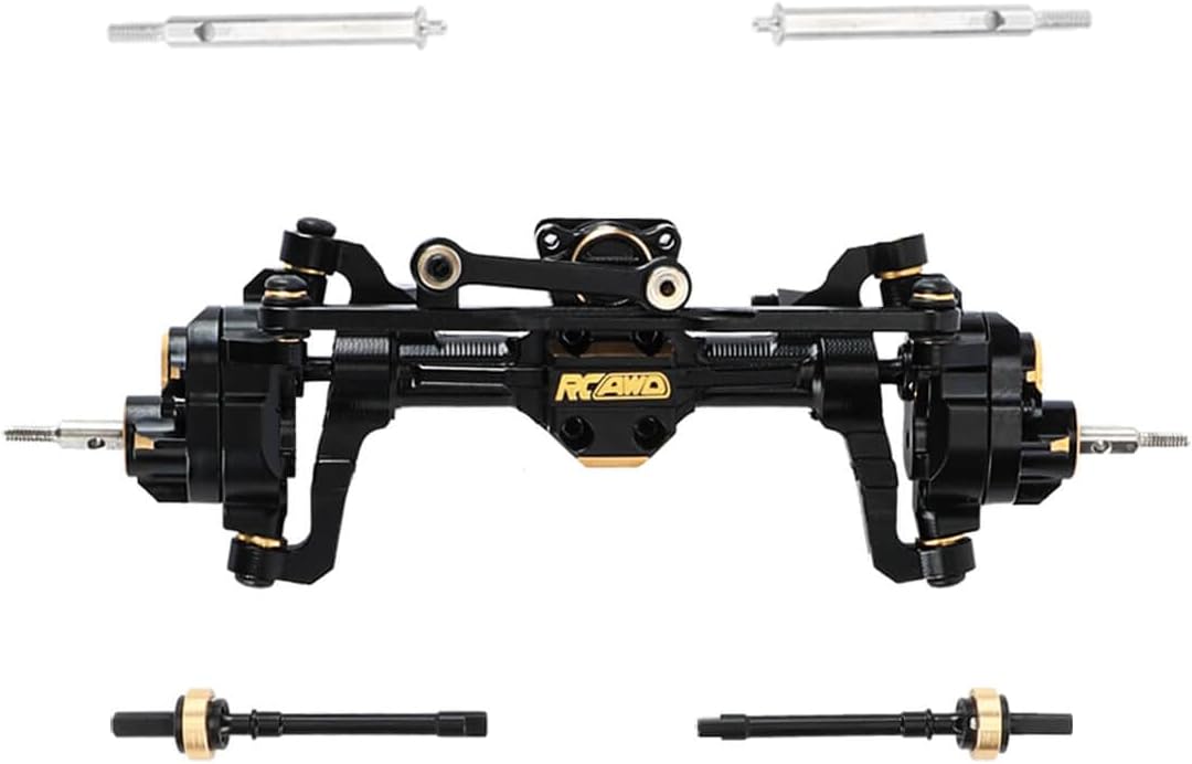 RCAWD Fourth Version Brass SCX24 Front Portal Axles, Wide Axle, Highly Rigid Driveshaft, Thickened Screws for Axial 1/24 SCX24 & AX24 Series Upgrades Parts Black