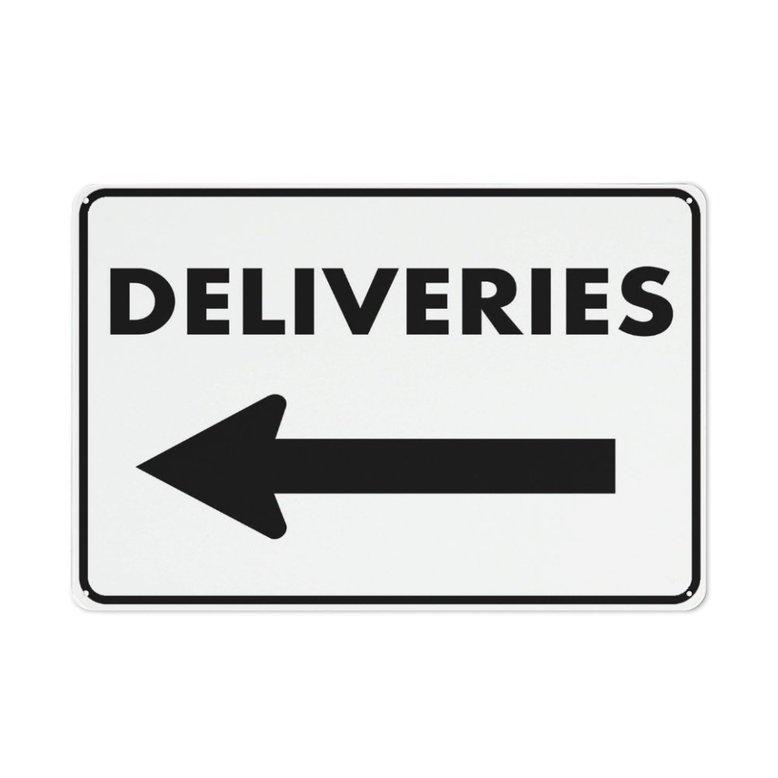 Deliveries (Arrow Left) Sign, 8x12 Inch Rustproof Aluminum Metal Sign, Multicolor