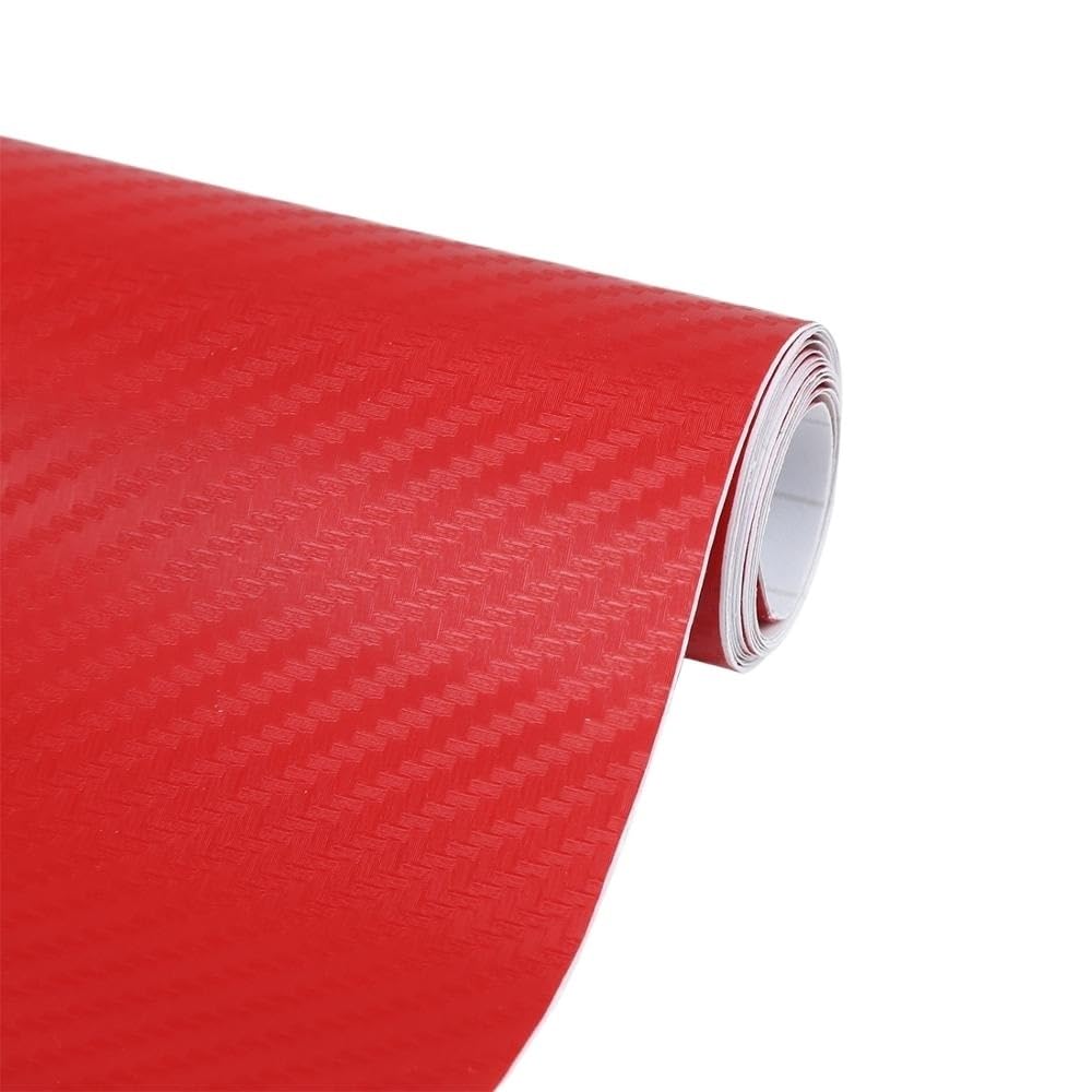 Selbstklebende Vinylfolie mit Faserstruktur, Selbstklebende Folie Aus Kohlefaser-Vinyl for Autos, Motorräder, Mehrfarbig, Mehrere Größen(152x30cm Carbonred)