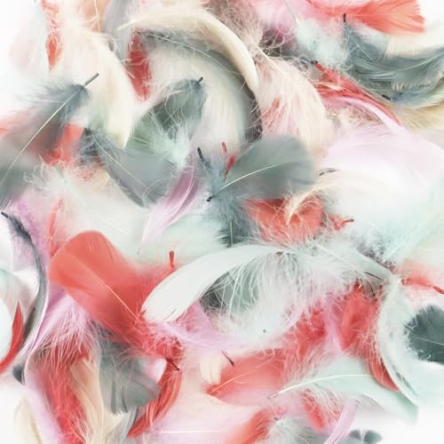 Wjwiner 400 Plumas, Plumas Para Manualidades, Plumas Decorativas, Plumas De Colores, Plumas Decoracion Para Bricolaje, Atrapasueños, Bodas, Fiestas, Disfraces Hats Color De Luz Morandi