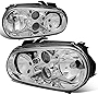 Auto Dynasty Headlights Assembly Compatible with Golf Cabrio MK4 99-06, Driver and Passenger Side, Chrome Housing