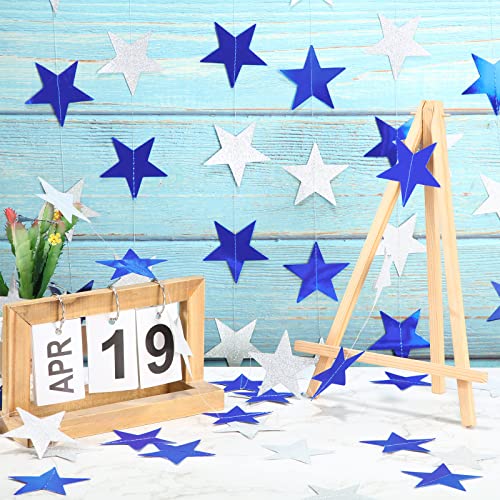 Image of Patelai Glitter Star Garland Banner 2026 Party Decor 130 Feet Star Hanging Streamers Twinkle Backdrop for Classroom Birthday Graduation Wedding Supplies(Ocean Blue, Glitter Silver)