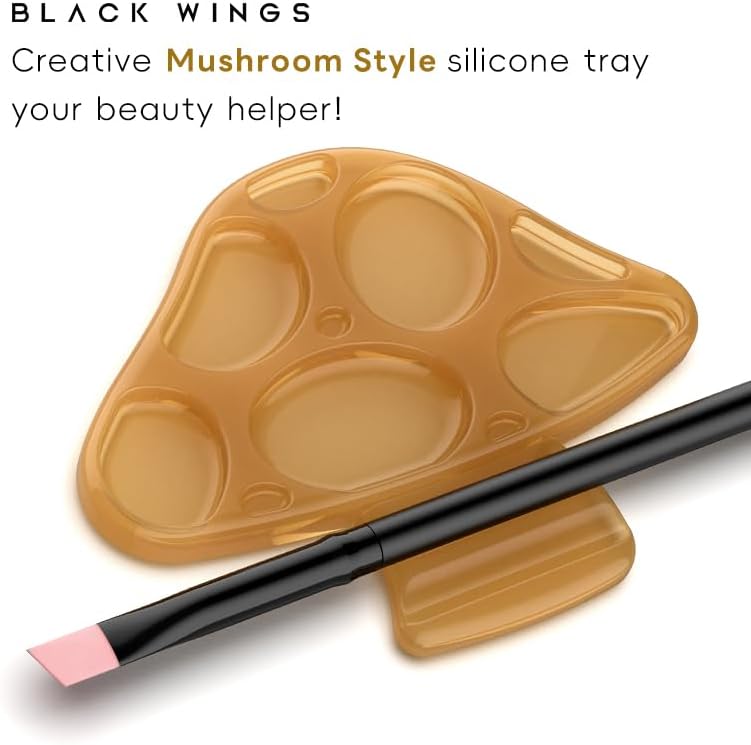 Blackwings Multi-Use Silicone Palette for Makeup, Nail Art, Lashlift & Painting, Mushroom Design Style, Reusable Blending Board with Customizable Zones, Portable & Easy Clean for Professionals/DYI