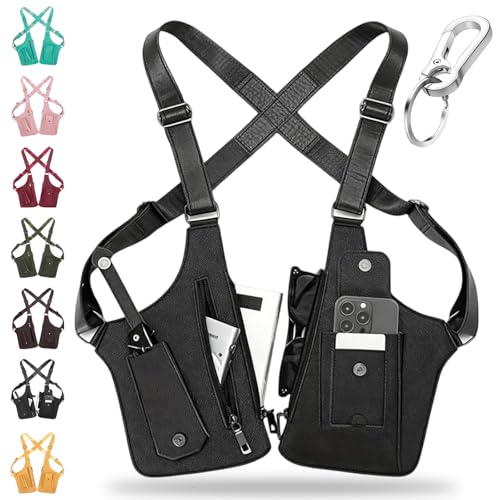 Premium Leather Adjustable Underarm Shoulder Bag for Men & Women, Anti-Theft Invisible Underarm Bag, Water Resistant (Black)