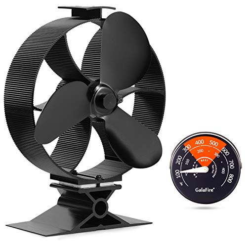 GALAFIRE [ 2 Years ] Large Airflow Heat Powered Log Burner Wood Stove Fan Eco Fan with Fireplace Accessories Magnetic Stove Thermometer
