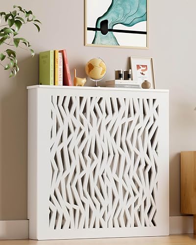 YYmmDQ White Modern Radiator Covers Heater Steam Radiator Cover for Home, Heater Heating Side Stand Cabinet Shelf Bathroom Floor Cabinet for Living Room, Hallway(L35.4 xW31.5 xD5.9)