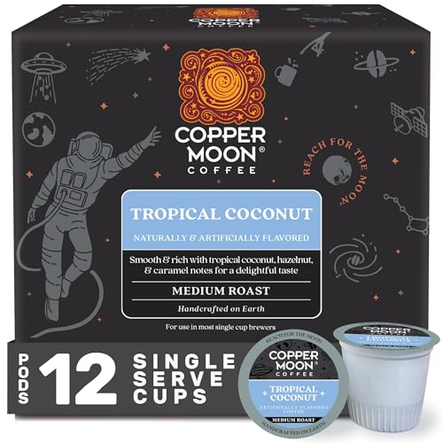 Image of Copper Moon Single Serve Coffee Pods for Keurig K Cup Brewers (Tropical Coconut - Medium Roast, 12 Count)