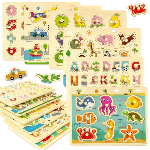 edutree Puzzle Bois Enfant 2 3 4 Ans, 6 Pièces Puzzles d'apprentissage, Puzzle De Correspondance d'animaux Montessori Jouet Educatif Enfant Garçons Filles 3...