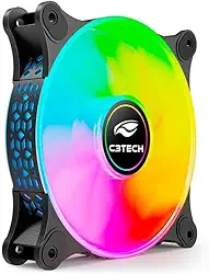 Cooler Fan para Gabinete C3Tech F9-L160BK Multicores, 12 cm, conector molex de 4 pinos, 9 Laminas, 1200 RPM