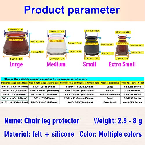 3/4" Small Chair Leg Covers, Felt Bottom Silicone Furniture Foot Protector Pads, 16 Pcs Free Moving Table Leg Caps, Stool Leg Protectors Caps to Prevent Floor Scratches and Reduce Noise, Black. - Thumbnail 3