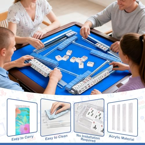 Set de 4 racks de Mahjong acrílicos con empujadores miniatura 6