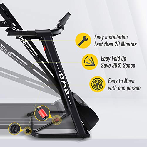 OMA Treadmills for Home, Max 2.25 HP Folding Incline Treadmills for Running and Walking Jogging Exercise with 36 Preset Programs, Tracking Pulse, Calories - Black - Thumbnail 3