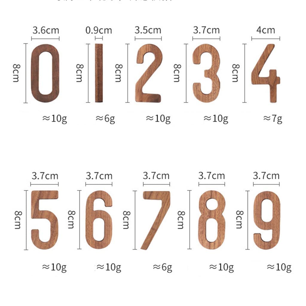 Números digitales for puerta con letras del alfabeto, 1 unidad, decoración numérica de nogal negro 8 cm, número nórdico madera maciza, pared personalizada(1)