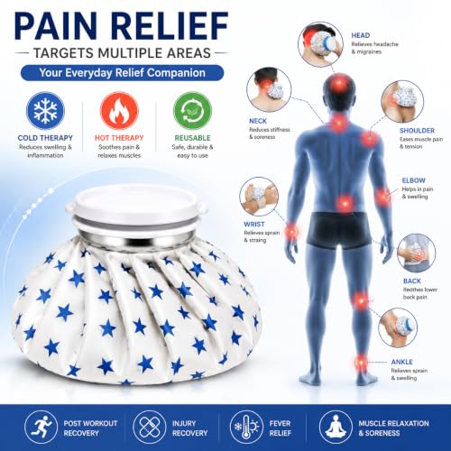 Image of Zollyss Reusable Ice Bag for Injuries | Hot & Cold Therapy Ice Pack for Knee, Shoulder, Back Pain, Sports Injury, Swelling, Toothache & Headache | Leakproof Cold Compress | 9 Inch (Pack of 1)
