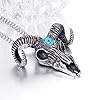 PAURO Men's Stainless Steel Silver Black Vintage Gothic Biker Bull Skull Head with Turquoise Pendant Necklace 23.6 Inch Chain #4