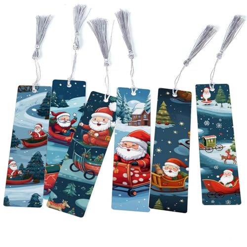Marque-page Noël traîneau x6 pour vos lectures de fêtes et romans d'hiver