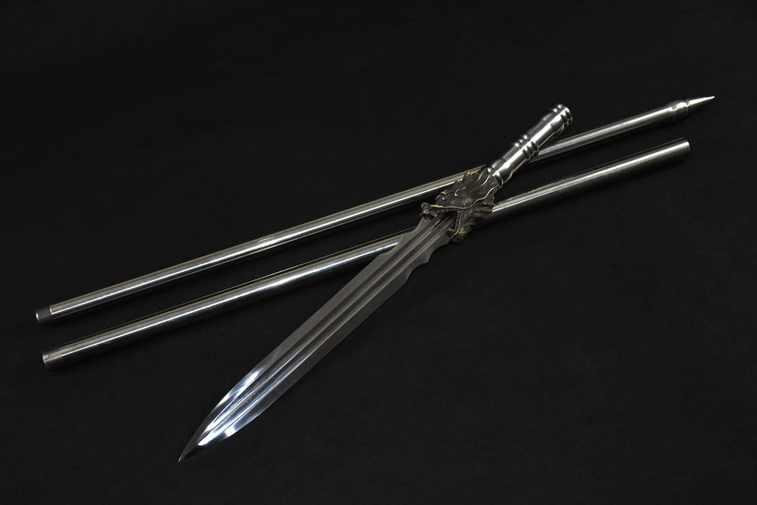 Dragon Lance Spear/High Carbon Steel Spearhead,Stainless Steel Rod,Length 81 inch,Chinese Sword