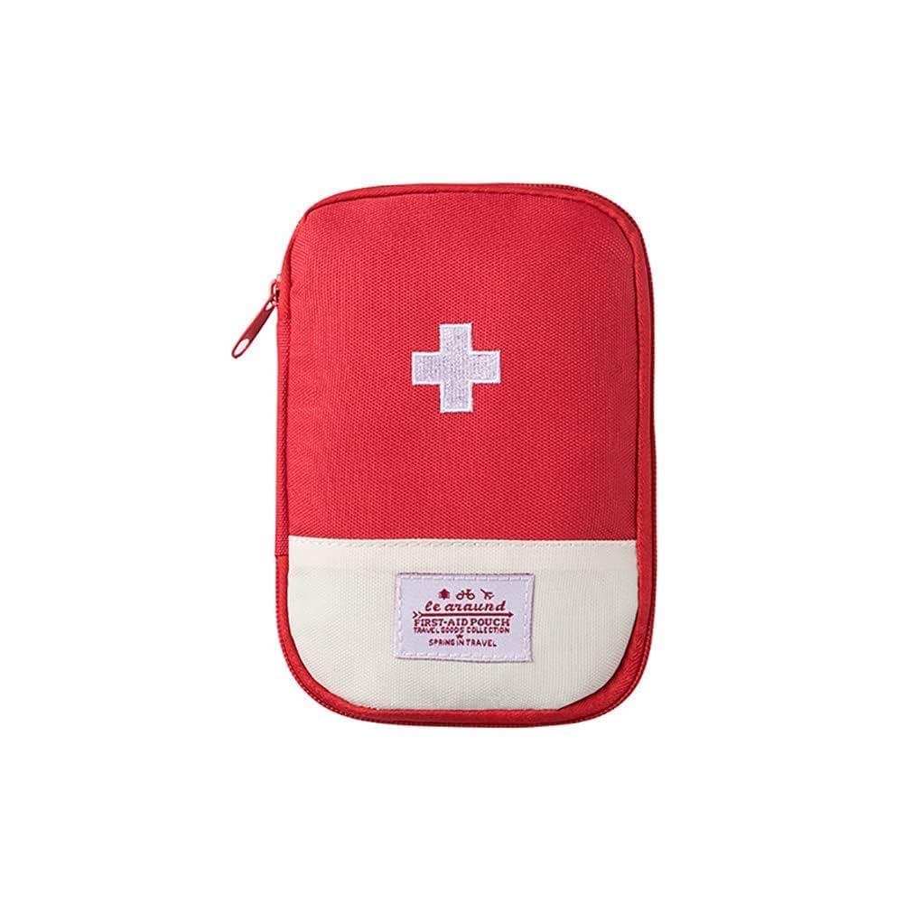 Polyester First Aid Kit Bag Empty First Aid Pouch Mini Portable Medical Bag for Hiking Outdoor Camping Travel Multifunction Emergency Medicine Storage Bag (Pack of 1 (Red))