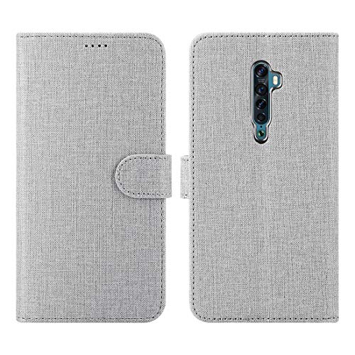 Cresee Cover Oppo Reno2 / Reno 2, Custodia Flip Case Folio Pelle [3 Slot Carte] [Chiusura Magnetica] [Funzione Stand] Portafoglio Cover per Oppo Reno2 (Grigio)