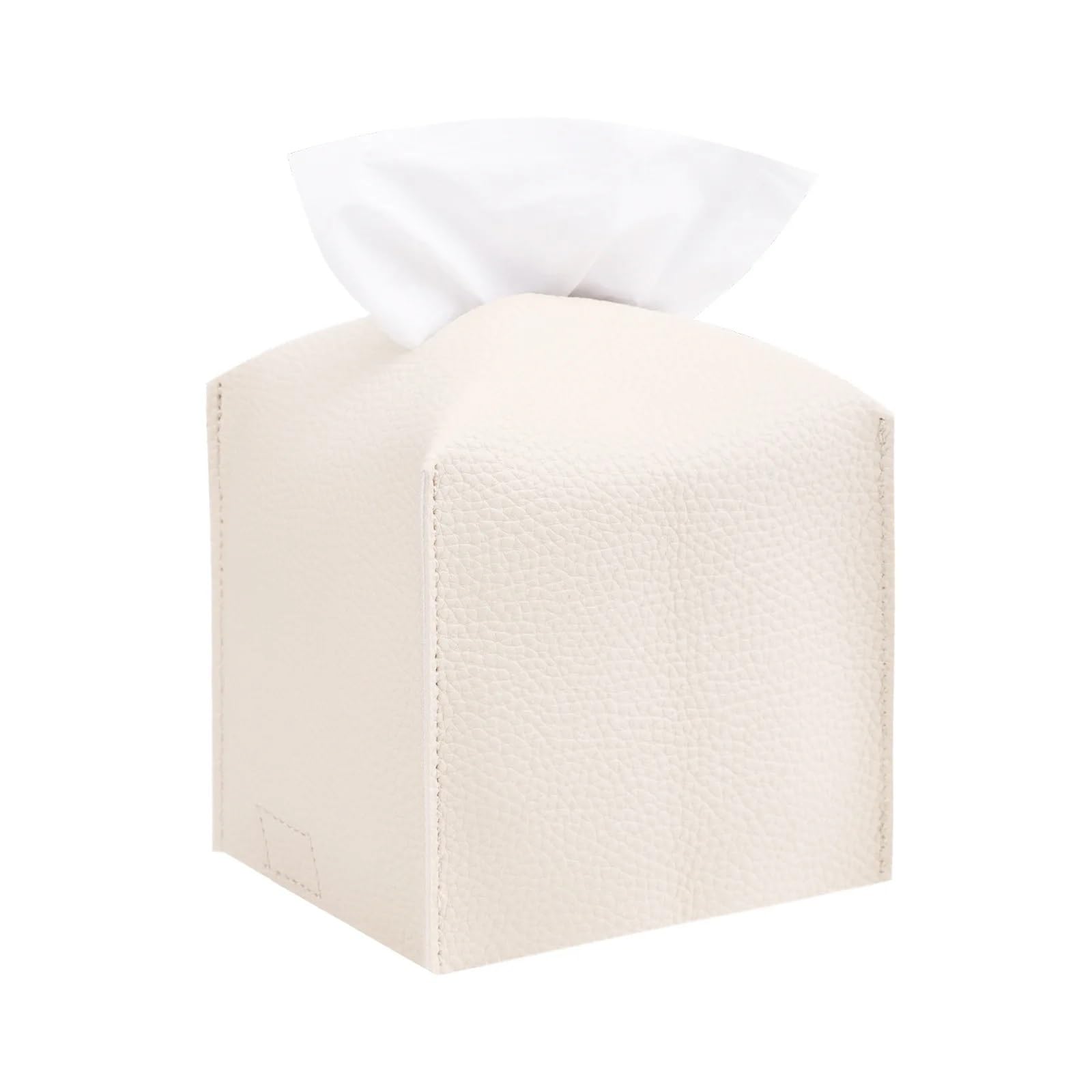 Dvmsief Beige Tissue Box Cover Square Tissue Box Pu Leather For Kitchen Desktop Storage Organizer Cover Napkin Holder Foldable(Beige)