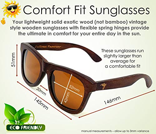 Image of Wood Sunglasses | Polarized | Vintage Wooden Frame | 100% UVA /UVB Protection | Bamboo Case | Men Women