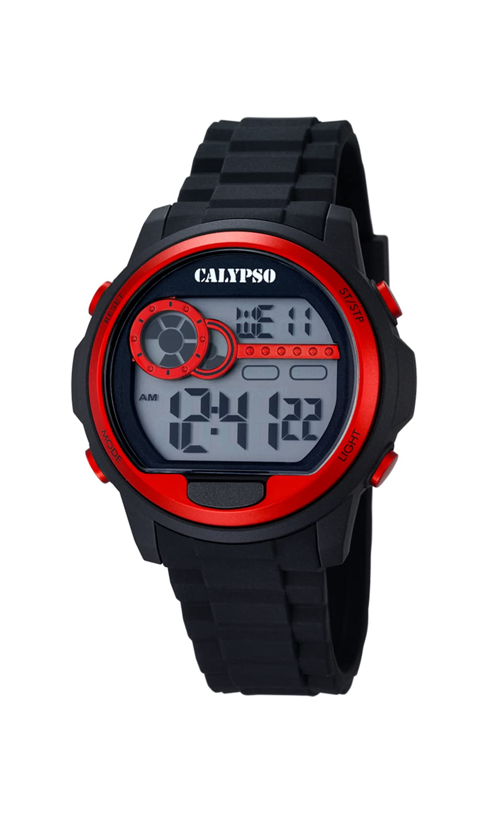 Calypso Orologio Digitale Sport Uomo Gomma Nera - 10 ATM, Data, Cronografo, Doppio Fuso, Luce, Allarme, 12/24 h - K5667/2 Digital for Man