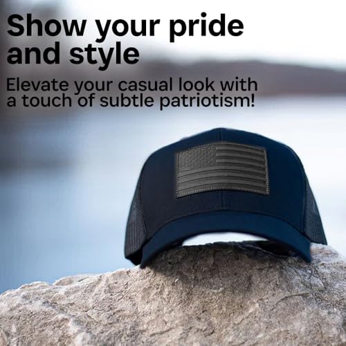 Image of 13 STRIPES American Flag Hat - Leather Patch Mesh Back Snapback Hat for Men & Women USA Flag Trucker Hat, Casual Unisex Hat